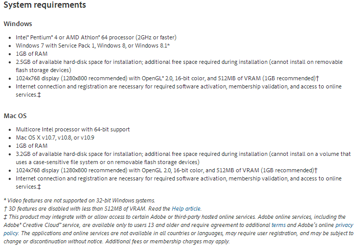 adobe system requirements adobe system requirements
